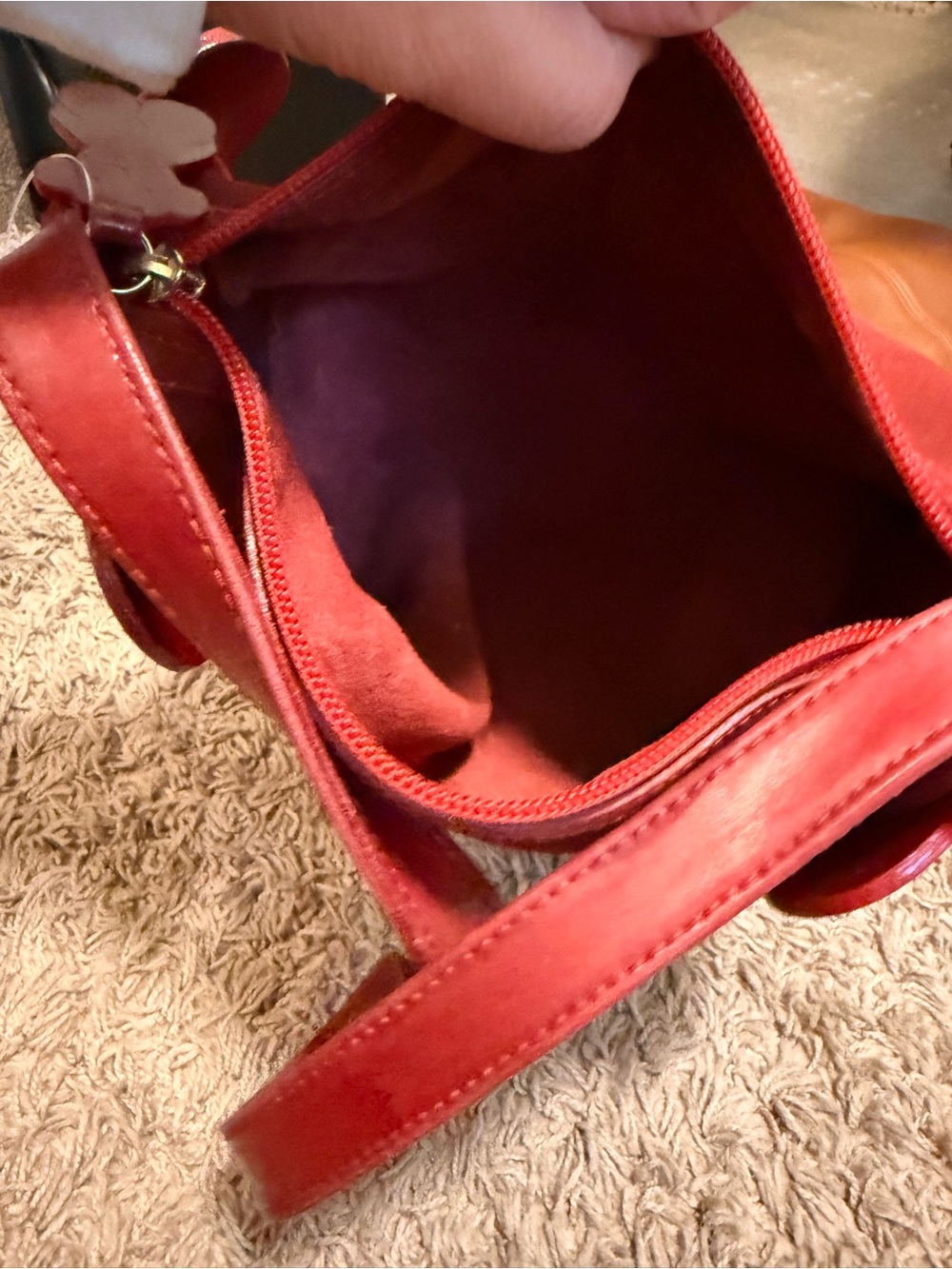 Tous Red Bear-Shaped Mini Suede Shoulder Bag - Picture 12 of 14